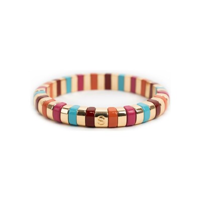Bracelet Simone à Bordeaux Colortwist en métal doré émaillé Cottage