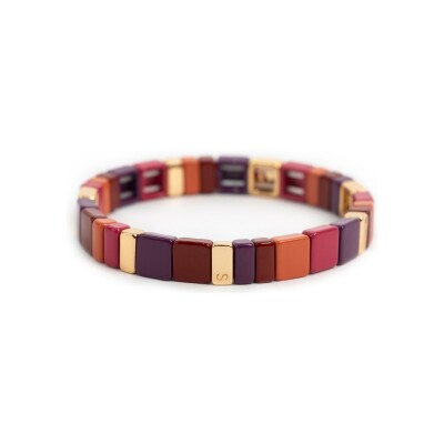 Bracelet Simone à Bordeaux Hubba en métal doré émaillé Tartan