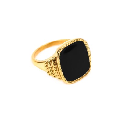 Bague Simone à Bordeaux Mon Secret Noir en métal doré émaillé