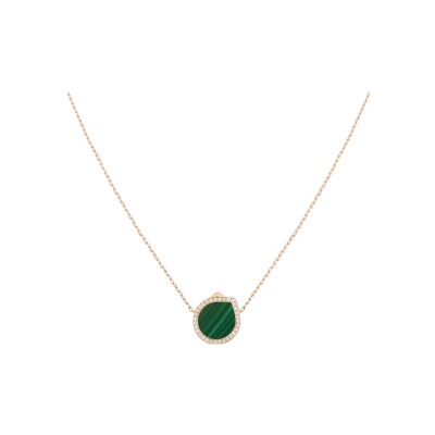 Repossi Antifer necklace, pink gold, diamonds and malachite