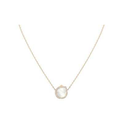 Repossi Antifer necklace, pink gold, diamonds and mother-of-pearl