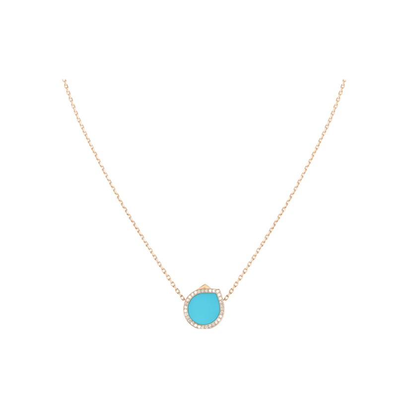 Repossi Antifer necklace, pink gold, diamonds and turquoise
