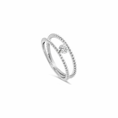 Bague Sarlane Palline double corps en or blanc et diamant taille brillant de 0.10ct monté en Serti Riveté