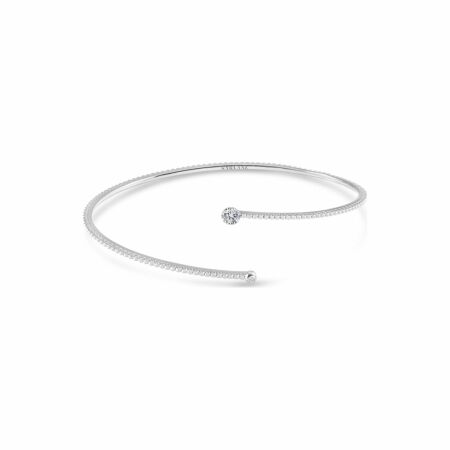 Bracelet Sarlane Palline Vrille en or blanc, diamants taille brillant de 0.10ct montés en Serti Riveté et serti clos