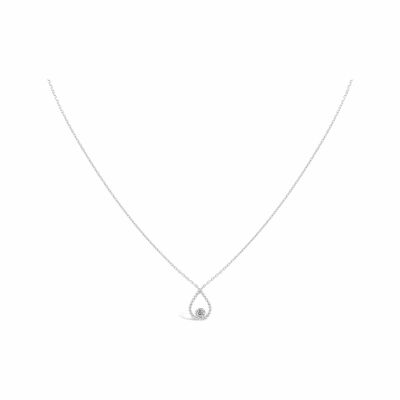 Collier Sarlane Palline Goutte en or blanc et diamant taille brillant de 0.07ct monté en Serti Riveté