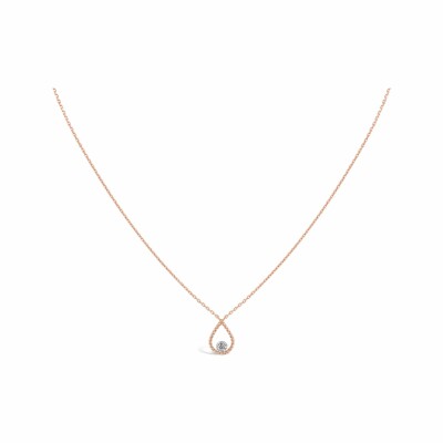 Collier Sarlane Palline Goutte Brillant en or rose et diamant taille brillant de 0.07ct monté en Serti Riveté