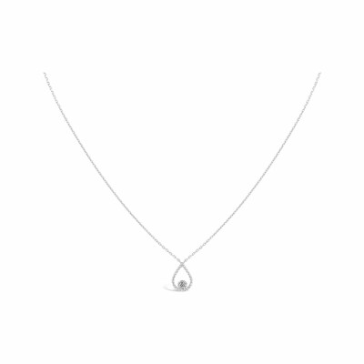 Collier Sarlane Palline Goutte Brillant en or blanc et diamant taille brillant de 0.15ct monté en Serti Riveté