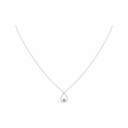 Collier Sarlane Palline Goutte Brillant en or blanc et diamant taille brillant de 0.15ct monté en Serti Riveté