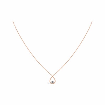 Collier Sarlane Palline Goutte en or rose et diamant taille brillant de 0.15ct monté en Serti Riveté