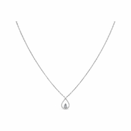 Collier Sarlane Palline Goutte Poire en or blanc et diamant taille poire de 0.10ct monté en Serti Riveté