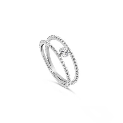 Bague Sarlane Palline en or blanc et diamant de 0.15ct 