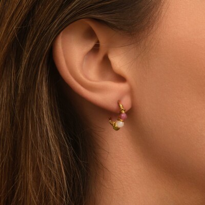 Boucles d'oreilles SATELLITE Panarea en plaqué or, péridot, quartz, tourmaline et hématite
