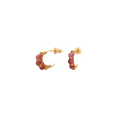Boucles d'oreilles SATELLITE Panarea en plaqué or, tourmaline et hématite