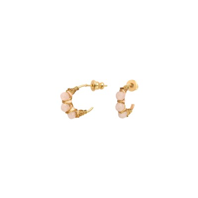 Boucles d'oreilles SATELLITE Panarea en plaqué or, quartz et hématite