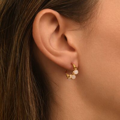 Boucles d'oreilles SATELLITE Panarea en plaqué or, quartz et hématite