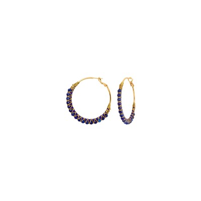 Boucles d'oreilles SATELLITE Panarea en plaqué or, lapis lazuli et hématite