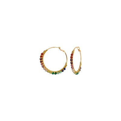 Boucles d'oreilles SATELLITE Panarea en plaqué or et pierres