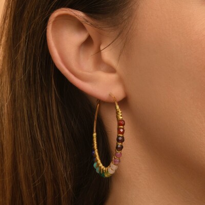 Boucles d'oreilles SATELLITE Panarea en plaqué or et pierres