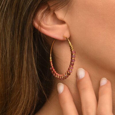 Boucles d'oreilles SATELLITE Panarea en plaqué or, tourmaline et hématite