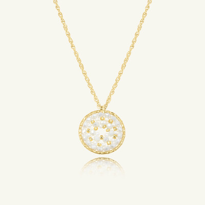Collier Sàntibé Bijoux Paradis en laiton, métal doré et perles blanc doré