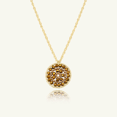 Collier Sàntibé Bijoux Paradis en laiton, métal doré et perles champagne