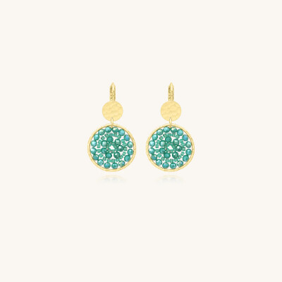 Boucles d'oreilles Sàntibé Bijoux Paradis en laiton, métal doré et perles vert demoiselles