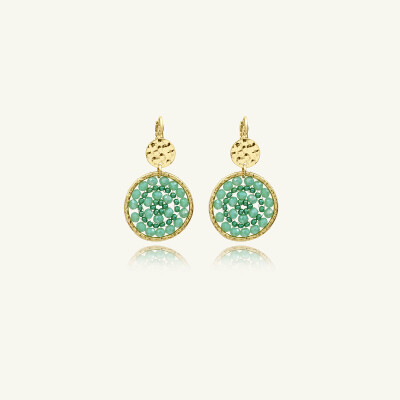 Boucles d'oreilles Sàntibé Bijoux Paradis en laiton, métal doré et perles vert d'eau