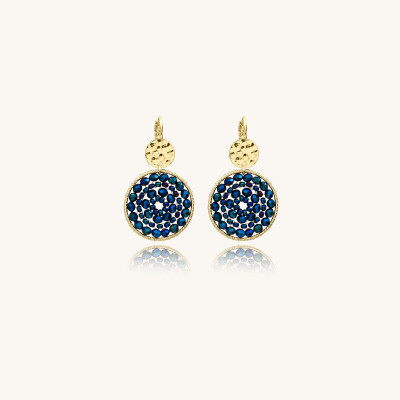Boucles d'oreilles Sàntibé Bijoux Paradis en laiton, métal doré et perles bleu marine
