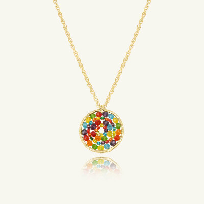 Collier Sàntibé Bijoux Paradis en laiton, métal doré et perles multicolore
