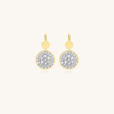 Boucles d'oreilles Sàntibé Bijoux Paradis en laiton, métal doré et perles platine
