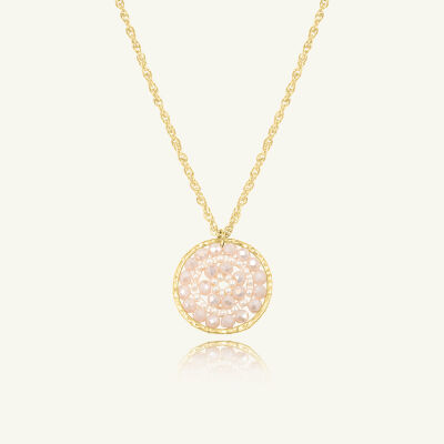 Collier Sàntibé Bijoux Paradis en laiton, métal doré et perles sable