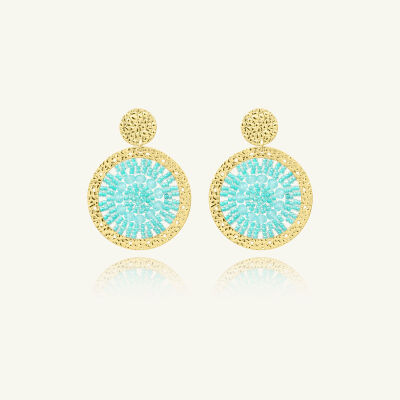 Boucles d'oreilles Sàntibé Bijoux Patagona en laiton, métal doré et perles crystalline