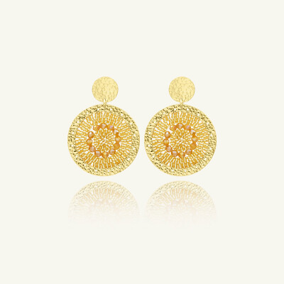 Boucles d'oreilles Sàntibé Bijoux Patagona en laiton, métal doré et perles doré
