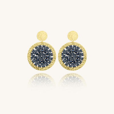 Boucles d'oreilles Sàntibé Bijoux Patagona en laiton, métal doré et perles gris