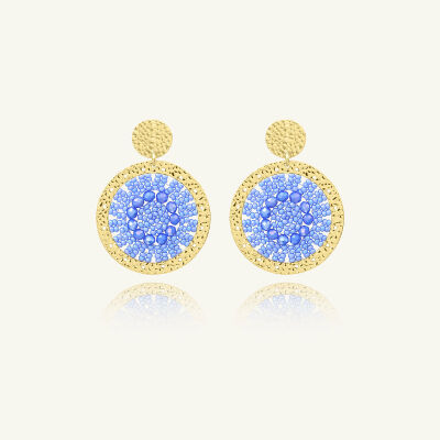 Boucles d'oreilles Sàntibé Bijoux Patagona en laiton, métal doré et perles lilas