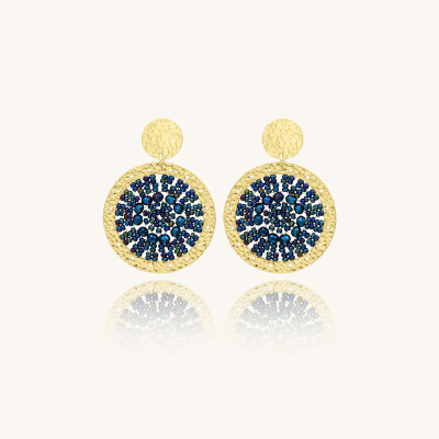 Boucles d'oreilles Sàntibé Bijoux Patagona en laiton, métal doré et perles bleu marine