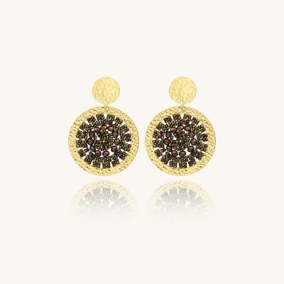 Boucles d'oreilles Sàntibé Bijoux Patagona en laiton, métal doré et perles noisette