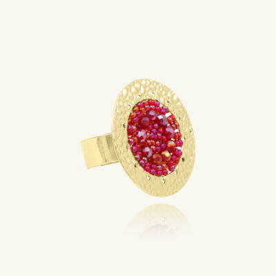 Bague Sàntibé Bijoux Patagona en laiton, métal doré et perles prune