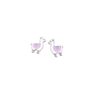 Boucles d'oreilles en argent et émail motif mouton