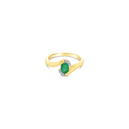 Bague Gringoire Joaillerie en or jaune, émeraude et diamants