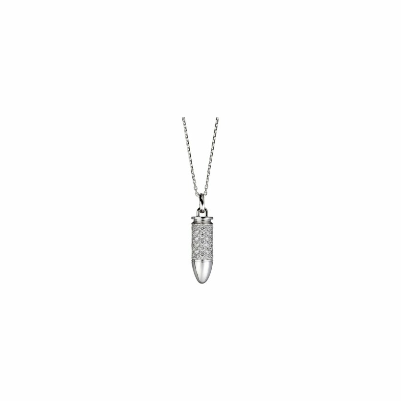 Akillis Bang Bang pendant with chain, white gold, diamond pave