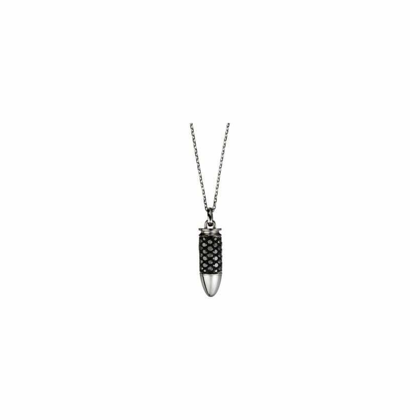 Akillis Bang Bang pendant with chain, white gold, black diamond pave