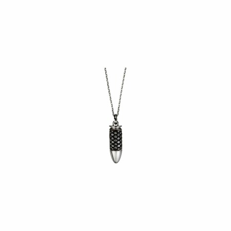 Akillis Bang Bang pendant with chain, white gold, black diamond pave