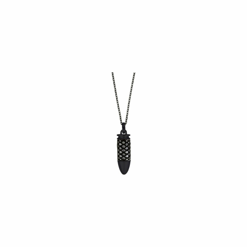 Akillis Bang Bang pendant with chain, titanium, black DLC, black diamond pave