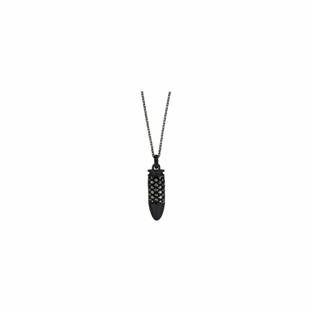 Akillis Bang Bang pendant with chain, titanium, black DLC, black diamond pave