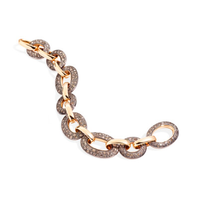 Bracelet Pomellato Catene en or rose, or rose rhodié noir et diamants bruns