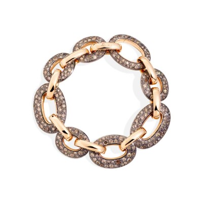 Bracelet Pomellato Catene en or rose, or rose rhodié noir et diamants bruns