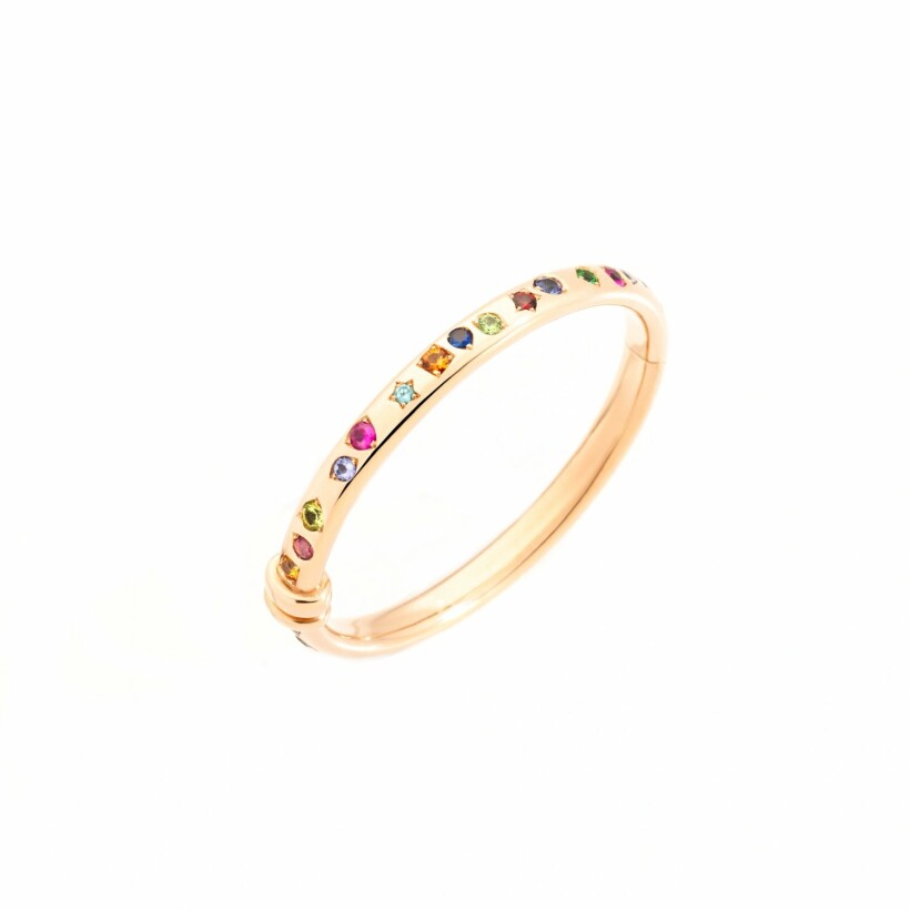 Pomellato Iconica bracelet, rose gold, 34 stones: amethyst, tsavorite, blue sapphire, red spinel, blue zircon, pink tourmaline, tanzanite and orange zircon.