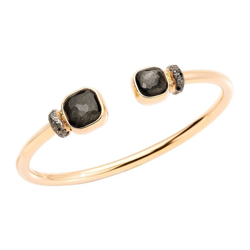 Bracelet Pomellato Nudo en or rose, obsidiennes et diamants noirs