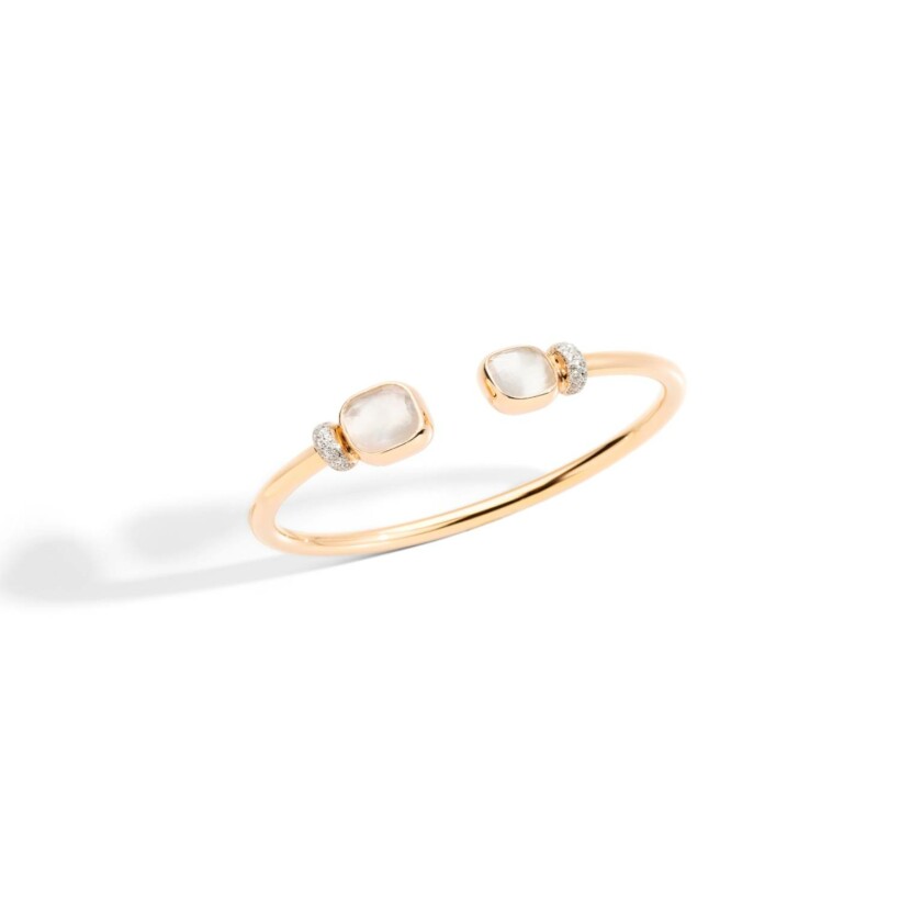 Pomellato Nudo bracelet, rose gold, 2 white topaz, mother-of-pearl and 38 diamonds